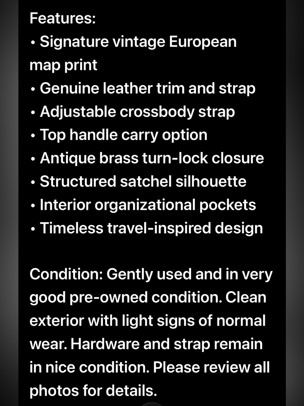 Patricia Nash Signature Map Collection Leather Satchel-Crossbody - Picture 15 of 15